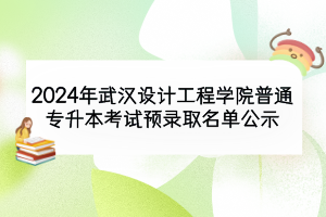 2024年武漢設(shè)計工程學(xué)院普通專升本考試預(yù)錄取名單公示