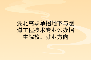 湖北高職單招地下與隧道工程技術(shù)專業(yè)公辦招生院校、就業(yè)方向