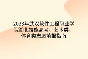 2023年武漢軟件工程職業(yè)學(xué)院湖北技能高考、藝術(shù)類、體育類志愿填報(bào)指南