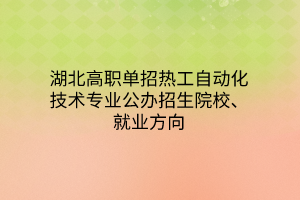 湖北高職單招熱工自動化技術(shù)專業(yè)公辦招生院校、就業(yè)方向