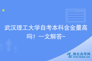 武漢理工大學(xué)自考本科含金量高嗎？一文解答~