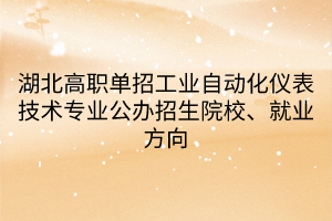 湖北高職單招工業(yè)自動化儀表技術(shù)專業(yè)公辦招生院校、就業(yè)方向