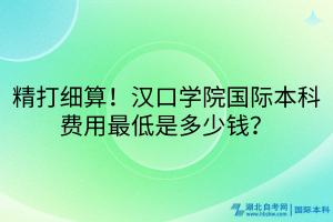 精打細(xì)算！漢口學(xué)院國(guó)際本科費(fèi)用最低是多少錢？