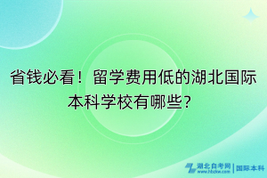 省錢必看！留學(xué)費(fèi)用低的湖北國(guó)際本科學(xué)校有哪些？