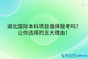 湖北國際本科項(xiàng)目值得報(bào)考嗎？讓你選擇的五大理由！