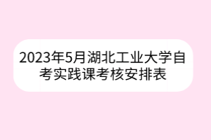 2023年5月湖北工業(yè)大學(xué)自考實踐課考核安排表
