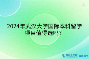 2024年武漢大學(xué)國(guó)際本科留學(xué)項(xiàng)目值得選嗎？
