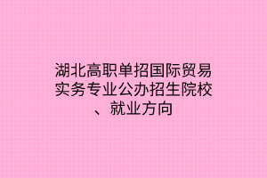 湖北高職單招國際貿(mào)易實務專業(yè)公辦招生院校、就業(yè)方向