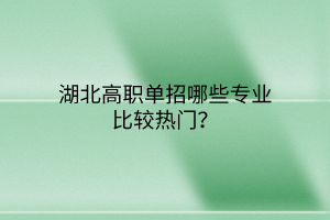 湖北高職單招哪些專業(yè)比較熱門？
