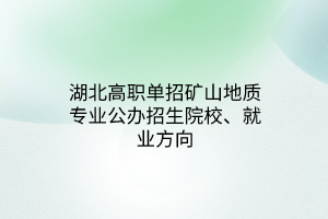 湖北高職單招礦山地質(zhì)專(zhuān)業(yè)公辦招生院校、就業(yè)方向