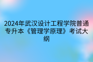 2024年武漢設(shè)計工程學(xué)院普通專升本《管理學(xué)原理》考試大綱