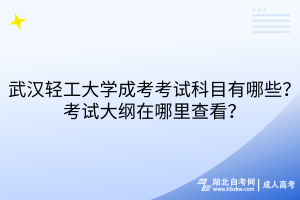 武漢輕工大學(xué)成考考試科目有哪些？考試大綱在哪里查看？