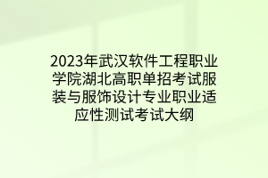 2023年武漢軟件工程職業(yè)學(xué)院湖北高職單招考試服裝與服飾設(shè)計專業(yè)職業(yè)適應(yīng)性測試考試大綱