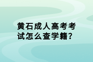 黃石成人高考考試怎么查學(xué)籍？