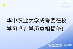 華中農(nóng)業(yè)大學(xué)成考要在校學(xué)習(xí)嗎？學(xué)歷真相揭秘！