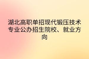 湖北高職單招現(xiàn)代鍛壓技術(shù)專業(yè)公辦招生院校、就業(yè)方向