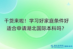 干貨來啦！學(xué)習(xí)好家庭條件好適合申請(qǐng)湖北國際本科嗎？