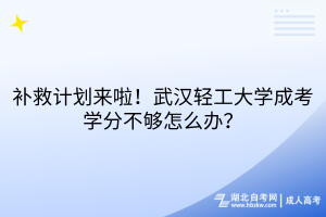 補(bǔ)救計劃來啦！武漢輕工大學(xué)成考學(xué)分不夠怎么辦？