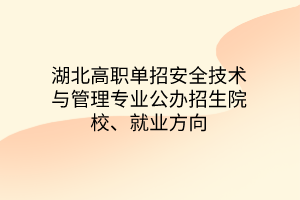 湖北高職單招安全技術(shù)與管理專(zhuān)業(yè)公辦招生院校、就業(yè)方向