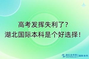 高考發(fā)揮失利了？湖北國際本科是個(gè)好選擇！