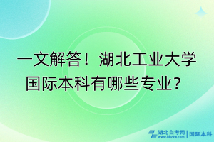 一文解答！湖北工業(yè)大學(xué)國際本科有哪些專業(yè)？