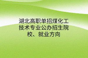 湖北高職單招煤化工技術(shù)專業(yè)公辦招生院校、就業(yè)方向