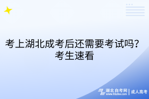 考上湖北成考后還需要考試嗎？考生速看