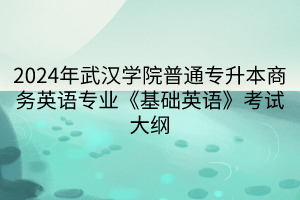 2024年武漢學(xué)院普通專升本商務(wù)英語專業(yè)《基礎(chǔ)英語》考試大綱