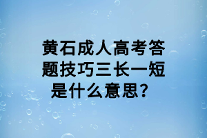 黃石成人高考答題技巧三長一短是什么意思？