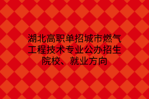 湖北高職單招城市燃?xì)夤こ碳夹g(shù)專業(yè)公辦招生院校、就業(yè)方向