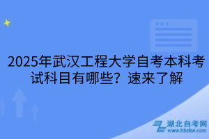 2025年武漢工程大學(xué)自考本科考試科目有哪些？速來了解