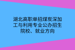 湖北高職單招煤炭深加工與利用專(zhuān)業(yè)公辦招生院校、就業(yè)方向