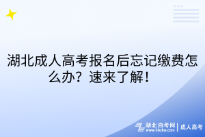湖北成人高考報名后忘記繳費怎么辦？速來了解！