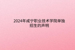 2024年咸寧職業(yè)技術學院單獨招生的聲明