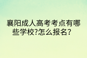襄陽成人高考考點有哪些學校?怎么報名？