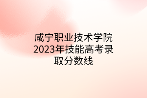 咸寧職業(yè)技術(shù)學(xué)院2023年技能高考錄取分數(shù)線