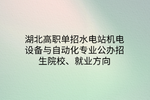 湖北高職單招水電站機電設(shè)備與自動化專業(yè)公辦招生院校、就業(yè)方向