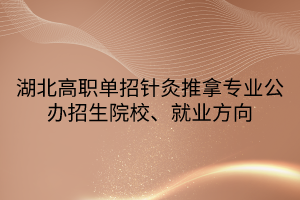 湖北高職單招針灸推拿專業(yè)公辦招生院校、就業(yè)方向