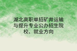 湖北高職單招礦井運(yùn)輸與提升專(zhuān)業(yè)公辦招生院校、就業(yè)方向