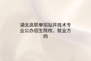 湖北高職單招鉆井技術(shù)專業(yè)公辦招生院校、就業(yè)方向