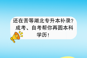 還在苦等湖北專升本補(bǔ)錄？成考、自考幫你再圓本科學(xué)歷！