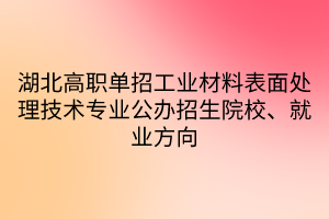 湖北高職單招工業(yè)材料表面處理技術(shù)專業(yè)公辦招生院校、就業(yè)方向