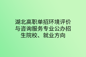 湖北高職單招環(huán)境評價與咨詢服務(wù)專業(yè)公辦招生院校、就業(yè)方向