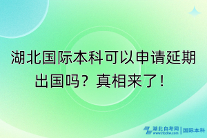 湖北國(guó)際本科可以申請(qǐng)延期出國(guó)嗎？真相來(lái)了！