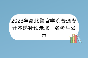2023年湖北警官學院普通專升本遞補預(yù)錄取一名考生公示