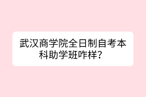 武漢商學(xué)院全日制自考本科助學(xué)班咋樣？