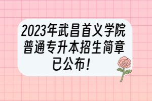 2023年武昌首義學(xué)院普通專(zhuān)升本招生簡(jiǎn)章已公布！