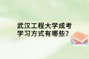 武漢工程大學(xué)成考學(xué)習(xí)方式有哪些？
