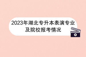 2023年湖北專升本表演專業(yè)及院校報考情況