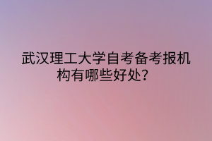 武漢理工大學(xué)自考備考報(bào)機(jī)構(gòu)有哪些好處？